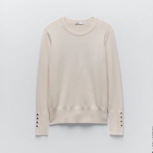 Zara Basic Knit Sweater in Cream - Small